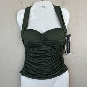 NWT La Blanca Olive Green Tankini Swim Top